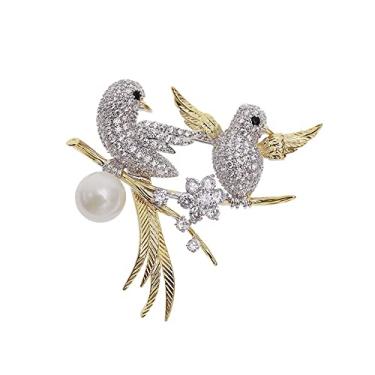 Imagem de Broche de pássaros de strass para mulheres homens moda cristal broches de animais alfinetes de lapela acessórios de vestido elegantes joias caixa de presente corpete de buquês para chapéu saco gravata casamento aniversário natal, Metal, Zircônia cúbica