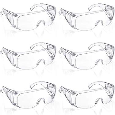 Imagem de 6 pacotes de óculos de proteção de policarbonato transparente com lentes antiembaçantes resistentes a impactos para proteção dos olhos em laboratórios de construção, proteção para os olhos ao ar livre