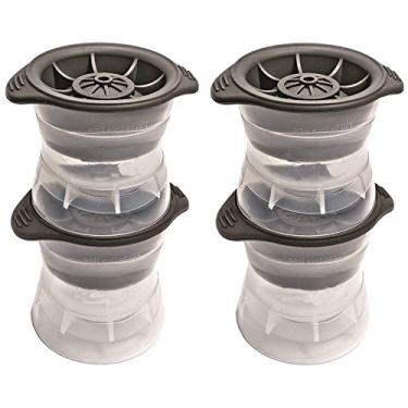 Imagem de Molde de gelo de esfera, conjunto de 4 fabricantes de bolas de gelo de silicone, bandejas de cubo de gelo fazem bolas de cubo de 6,3 cm - Ótimo para uísque e escocês