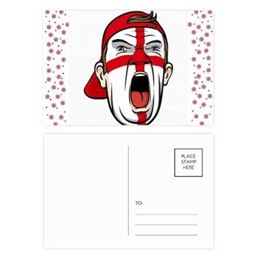 Imagem de Bandeira da Inglaterra Maquiagem Facial Cabeça Gritando Boné Natal Flor Celebração Cartão Postal Bênção Cartão Postal