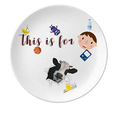 Imagem de Lacticínios Cows Impacted Broken Animal Prato de Porcelana Prato Redondo Menino Homem