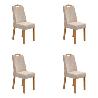 Imagem de Conjunto com 4 Cadeiras Venus Linho Bege e Amêndoa Clean