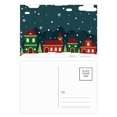 Imagem de Conjunto de cartão postal para casa na árvore da nuvem com floco de neve e cartão de agradecimento