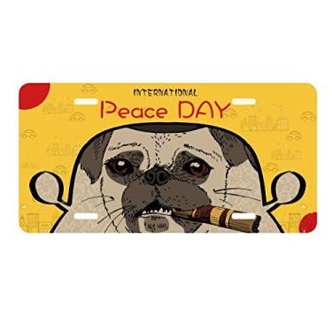 Imagem de DIYthinker Placa de carro estilo britânico suave fumê para cães e cigarro decoração de carro Dia da Paz