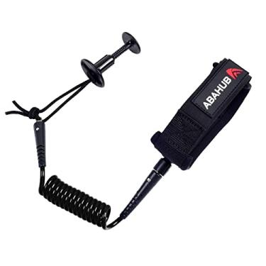 Imagem de Abahub Coleira premium para bodyboard de 1,2 m, coleiras enroladas de 5,5 mm de espessura para prancha de surfe com plugue para bodyboarding, preto