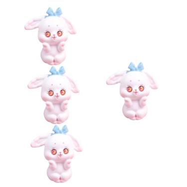 Imagem de POPETPOP 4 Pcs Ornamento De Coelho Decoração De Bolo Acessórios De Fada Lindo Enfeite De Coelho Brinquedos De Mesa Coelhinho Do Carro Branco Escritório Resina Modelo Área De Trabalho