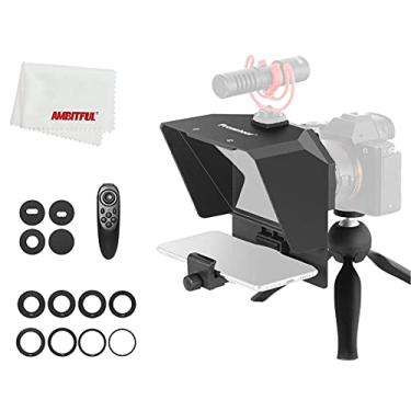 Imagem de PRONSTOOR Kit de teleprompter portátil para celular e teleprompter de vídeo com controle remoto para gravação de telefone e DSLR (mini teleprompter + mini tripé)