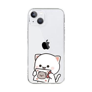Imagem de Capa de telefone de casal de gato engraçado para iPhone 13 14 12 11 15 Pro Max Mini X XR XS 7 8 Plus SE Animal de desenho animado transparente capas emparelhadas, estilo 4, para iPhone 12Mini