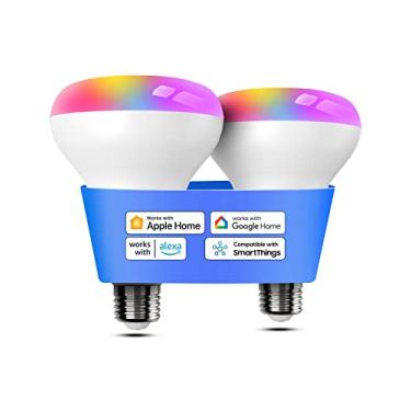 Imagem de meross Lâmpada inteligente, lâmpadas LED BR30 WiFi para inundação compatível com Apple HomeKit, Alexa, Google Assistant e SmartThings, regulável E26 multicolorido 2700K-6500K RGBCW, 1300 lúmens equivalente a 100 W, pacote com 2