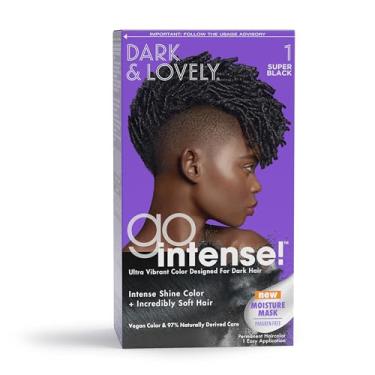 Imagem de Softsheen-Carson Escuro and Lovely Ultra vibrante Cabelo Cor Permanente Go Intense tintura para cabelo para cabelo escuro com Azeite de brilho e maciez, Super Black