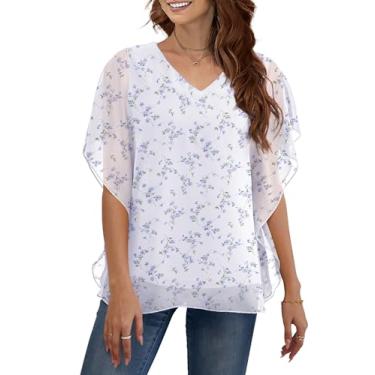 Imagem de FOLUNSI Túnica feminina plus size camisa de camada dupla chiffon blusas elegantes G-3GG, Cplor 397, 3X
