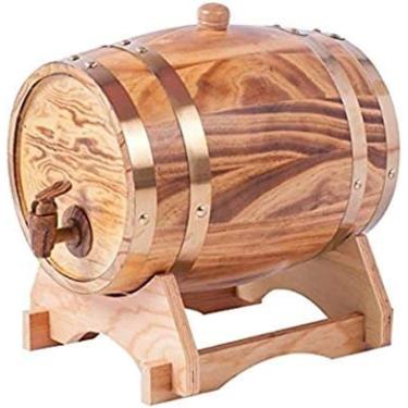 Imagem de Armário de bebidas para casa Barril de vinho de carvalho vintage 5L Armário de vinho Dispensador de água de madeira Armazenamento Vinagre de uísque Cerveja construída em forro de folha de al