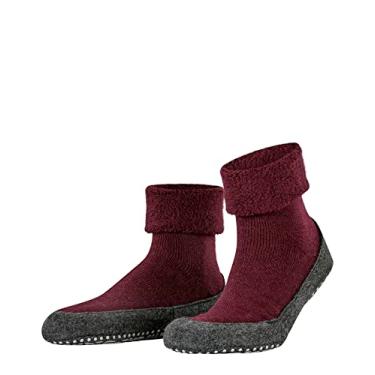 Imagem de FALKE Meias masculinas Cosyshoe Pantufa, meias grossas para inverno e outono, sola aderente, quente, lã merino, preto (preto 3000), 11-12, 1 par, Vermelho (Barolo 8596), 6.5-7.5