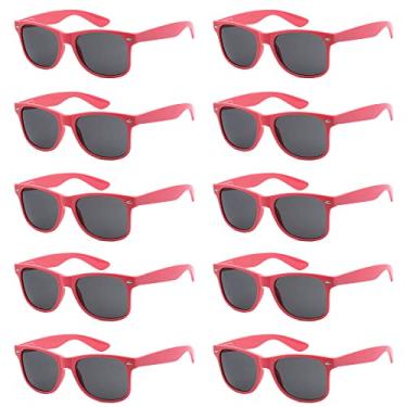 Imagem de Óculos de sol unissex retrô estilo anos 80 – pacote com 10, Peach Coral | Smoke, One Size Fits All