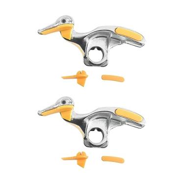 Imagem de QWORK Trocador de pneu, pacote com 2 ferramentas de cabeça de pato para montagem de trocador de pneus para automóvel, com 1 par de protetor de aro para substituição, aço fundido, 30 mm