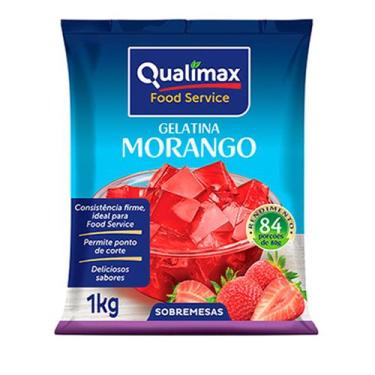 Imagem de Gelatina de MORANGO 1Kg Qualimax - Uso Profissional Alto Rendimento / 