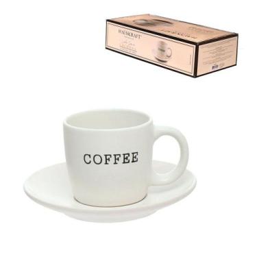 Imagem de Xícara para café com pires de cerâmica 130 ml  jogo 4 peças - Hauskraf