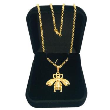 Imagem de Gargantilha Colar Feminino Pingente Abelha Abelhinha Folheada a Ouro 1