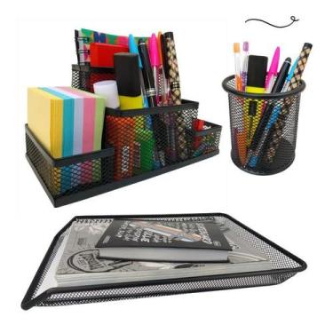 Imagem de Kit Escritório Porta Caneta, Organizador de Mesa, Bandeja Organizadora