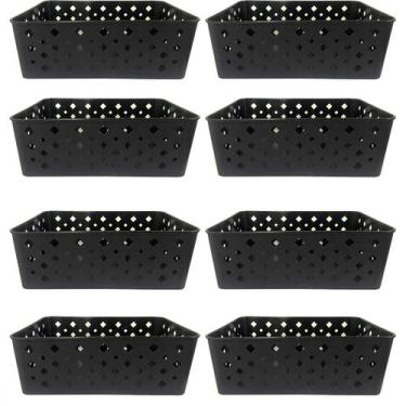 Imagem de Kit 8 Cesto Multiuso Organizador Premium Preto 123Organizei - 123 Orga