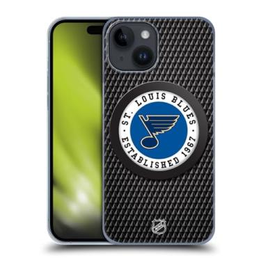 Imagem de Head Case Designs Capa rígida oficialmente licenciada NHL Puck Texture St Louis Blues compatível com Apple iPhone 15