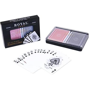 Imagem de Royal Playing cards Conjunto de cartas de baralho de pôquer tamanho real 100% plástico em caixa de plástico com 2 baralhos