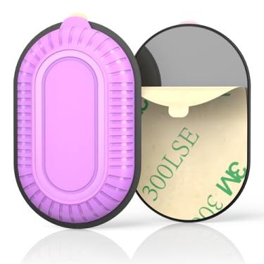 Imagem de Pacote com 2 capas adesivas para Samsung Galaxy SmartTag2 com adesivo adesivo 3M oculto, capa protetora completa de silicone antiperda resistente a arranhões para rastreador Smart Tag 2 (rosa + roxo)