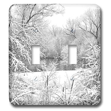 Imagem de 3dRose lsp_19228_2 Snow Storm Fresh Snow Photographed At Huron River In Ann Arbor, Michigan Interruptor duplo