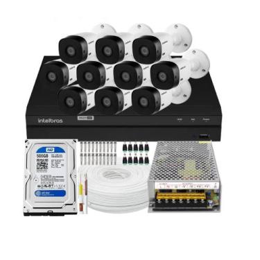 Imagem de Kit 10 Câmeras Intelbras Multi Hd 20m Vhc 1120b Dvr Mhdx 1216 C/ 500gb