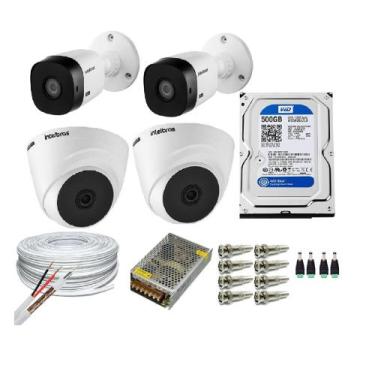 Imagem de Kit 4 Câmeras Segurança VHC Hd 720P Intelbras + cabos conectores C/Hd 
