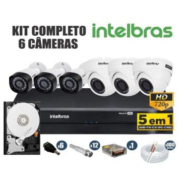 Imagem de Kit CFTV Intelbras Completo 6 Câmeras AHD 720P DVR 8 Canais C/Hd