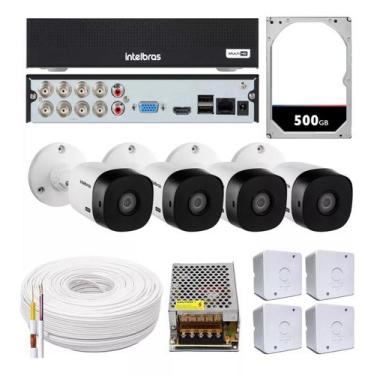 Imagem de Kit Cftv 4 Cameras Segurança Intelbras Dvr 8 Canais Hd 500gb