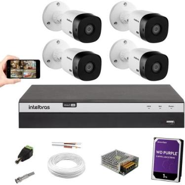 Imagem de Kit 4 Câmeras Full Hd 1080p Vhd 1220b Ir + Dvr Intelbras Full Hd + Hd 
