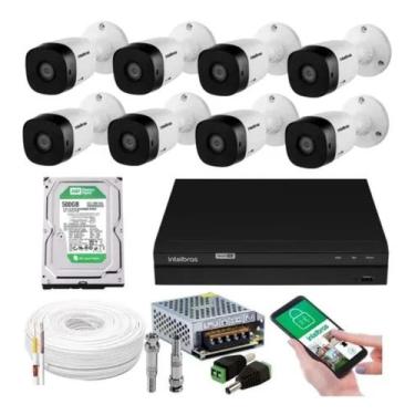 Imagem de Kit 8 Câmeras Intelbras Full Hd 1220b Dvr 8 Canais Com Hd