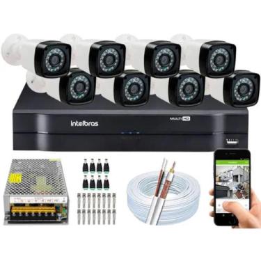 Imagem de Kit Cftv 8 Camera de Segurança Infravermelho Hd Dvr Intelbras mhdx ful