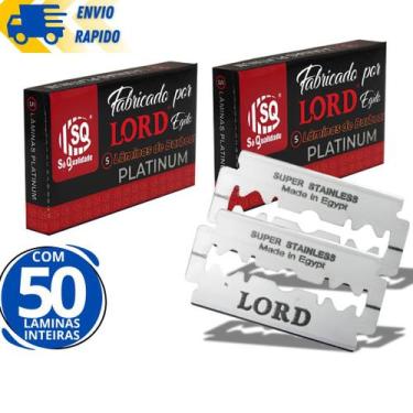 Imagem de Kit 50 Lâminas Para Barbear Profissional Inox Resistente Gilette Barbe
