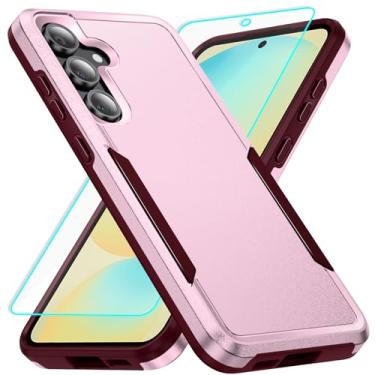 Imagem de Capa para Samsung Galaxy S24 FE com proteção de tela: Capa protetora resistente à prova de choque e à prova de arranhões para Samsung Samsumg Galaxy S24 FE-Rosa