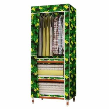 Imagem de Guarda-roupa Armário de guarda-roupa de 2 pés, simples, pequeno, pano oxford, robusto, madeira sólida, plástico, ferro, dobrável, armário de armazenamento armário