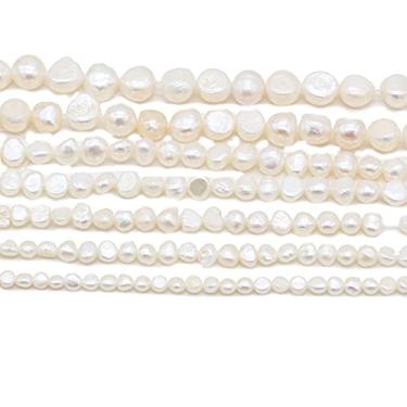 Imagem de Pérolas naturais cultivadas em água doce 7-8 mm contas soltas para fazer joias DIY colar pulseira branca 35,5 cm pacote com 2 fios