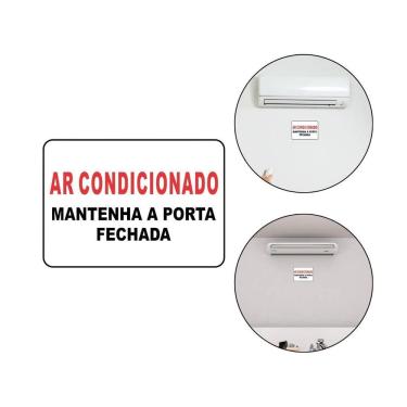 Imagem de Placa Sinal Ar Condicionado Mantenha Porta Fechada 21X15 Cm