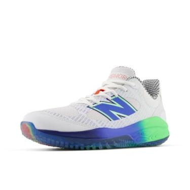 Imagem de New Balance Fresh Foam 3000 V7 Turf-Trainer Tênis de beisebol masculino, Branco/jade elétrico/lápis-lazúli brilhante, 46