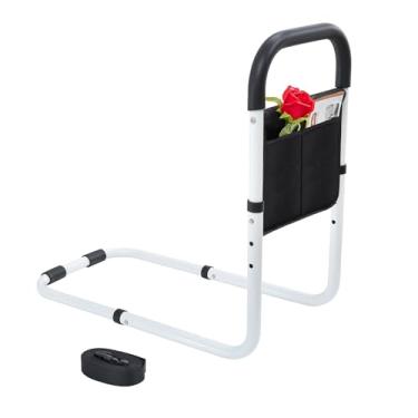 Imagem de YJGH Trilhos de cama para segurança de idosos adultos, trilhos de assistência de cama para idosos, ajustáveis (49 a 58 cm) com tubo de aço de 1,2 cm de espessura, adequado para cama king, Queen,