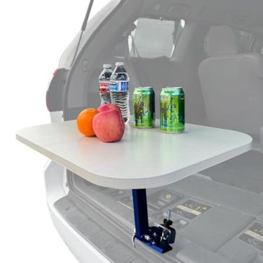 Imagem de HKTE Mesa traseira de carro para SUVs e vans, mesa de acampamento dobrável multifuncional para carros, ideal para atividades ao ar livre, viagens rodoviárias e bagagens
