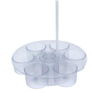 Imagem de Organizador do Suporte da Xícara DE, 360 ° RATURA DE BARRAÇÃO DE GARRAÇÃO DE ÁGUAS ROTATIVAS DE 360 °, 6 Slots Rack DE Armazenamento Com 1 Porta DE Palha para Bancada do