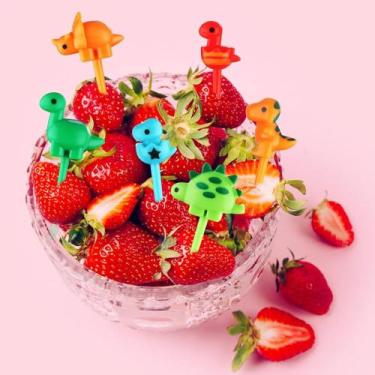 Imagem de Garfinho dinossauro para frutas e petiscos 6 unidades - Bons cheff