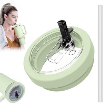 Imagem de Tcamp Tampa de substituição à prova de vazamento compatível com Stanley Quencher H2.0 acessórios de copo de 1,134 g, tampa de copo flip à prova de derramamento de silicone (verde)