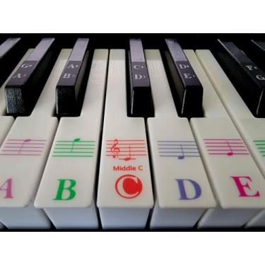 Imagem de Adesivos de teclado de piano para teclas 88/76/61/54/49/37 para iniciantes com guia