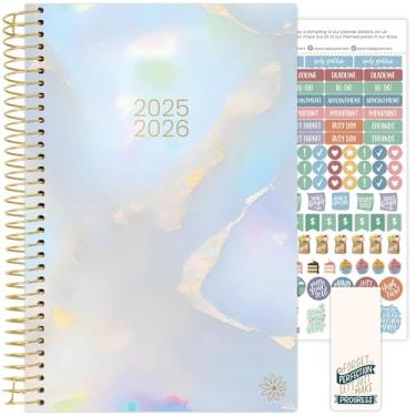 Imagem de bloom daily planners Agenda do ano acadêmico 2025-2026 (julho de 2025 a julho de 2026) - Agenda A5 semanal e mensal Agenda Agenda Livro com adesivos - 14 cm x 21 cm - Opala iridescente