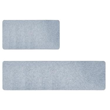 Imagem de Jogo Tapete Cozinha Super Antiderrapante Ln 45x65 45x160 Vr (PRATA CINZA claro prateado)