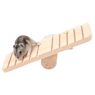 Imagem de Gangorra de madeira, brinquedos de hamster, gaiola de brinquedo para animais pequenos, acessórios para hamsters, rato, gerbilo, chinchila, porquinho-da-índia, esquilo